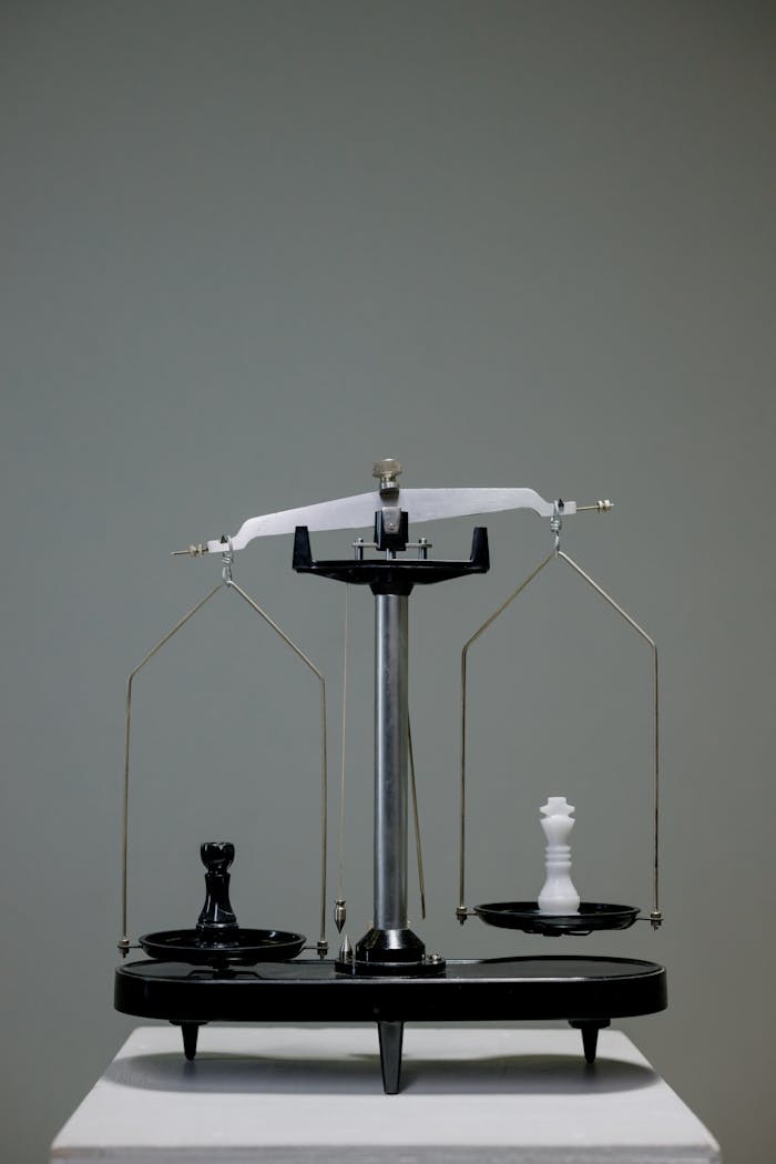 The Art of Drawing Readers In: Your attractive post title goes here Monochrome chess pieces placed on an antique balance scale symbolizing the concept of equality.